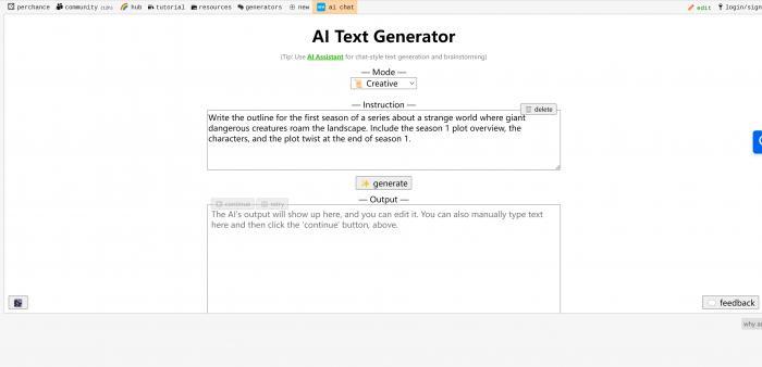 Perchance AI Text Generator