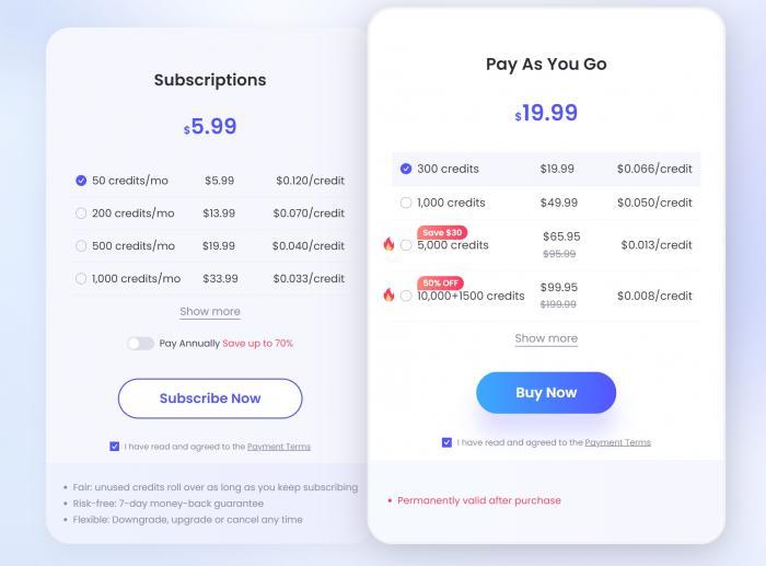 Picwish pricing plans