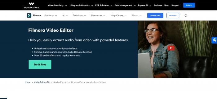 extract audio with Filmora
